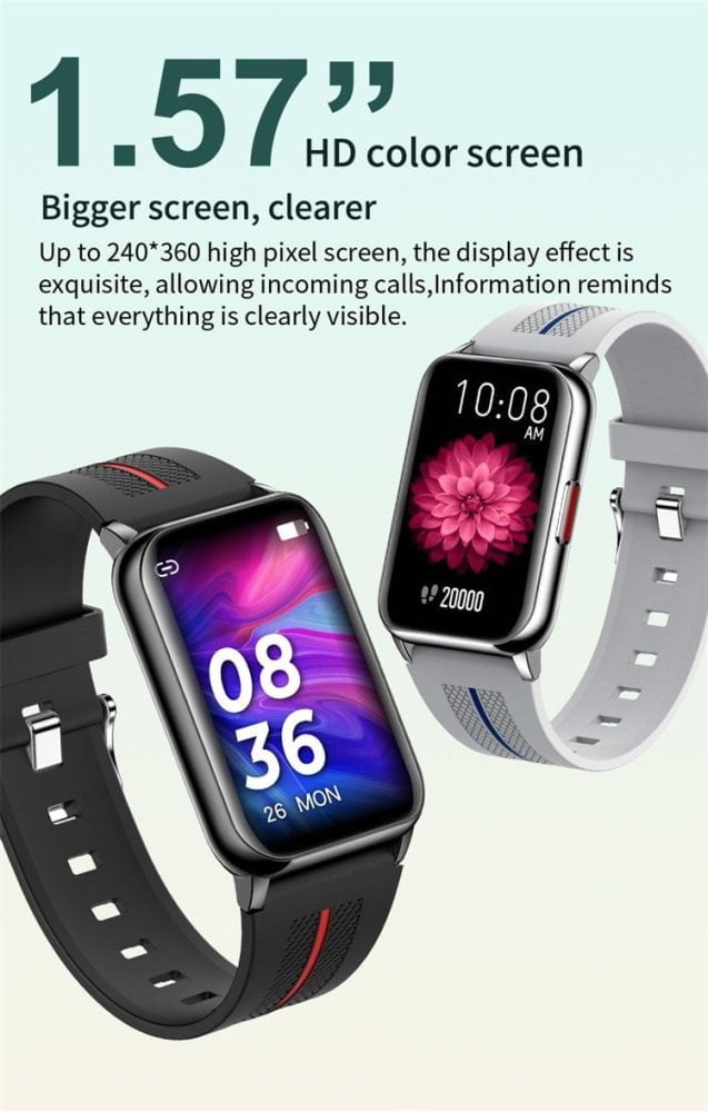 Smartwatch unisex, ecran 1.57 inch, compatibil iOs si Android, rezistent la apa si praf IP68, model H76 37