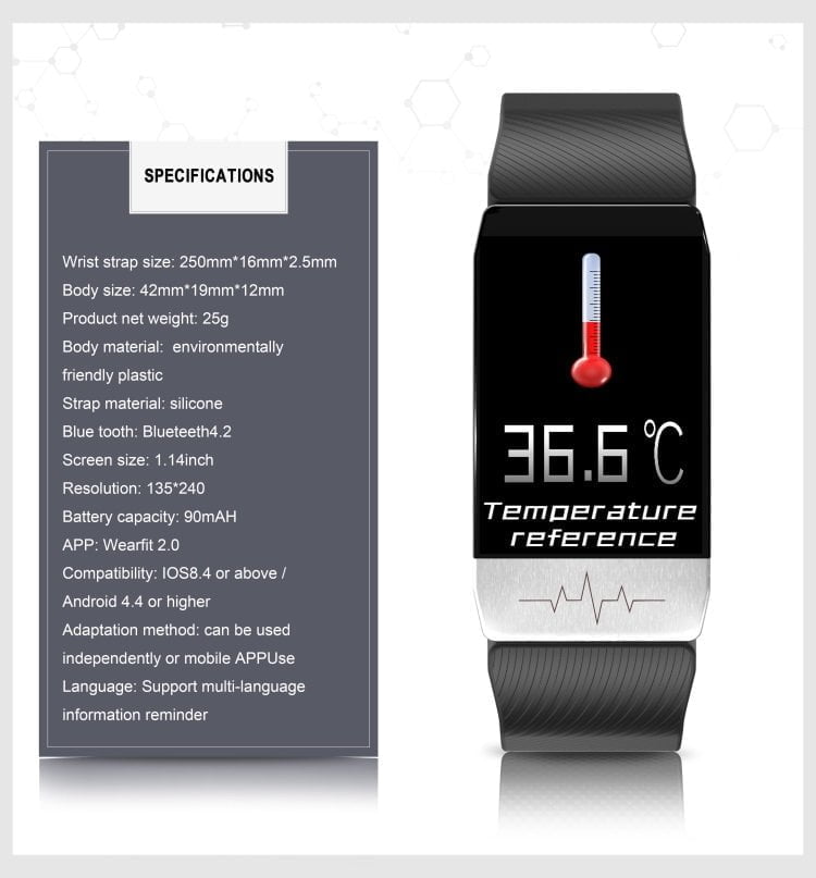 Smartwatch special pentru monitorizare functii vitale, monitorizare temperatura 24 de ore, EKG, tensiune arteriala, puls, model T1 40
