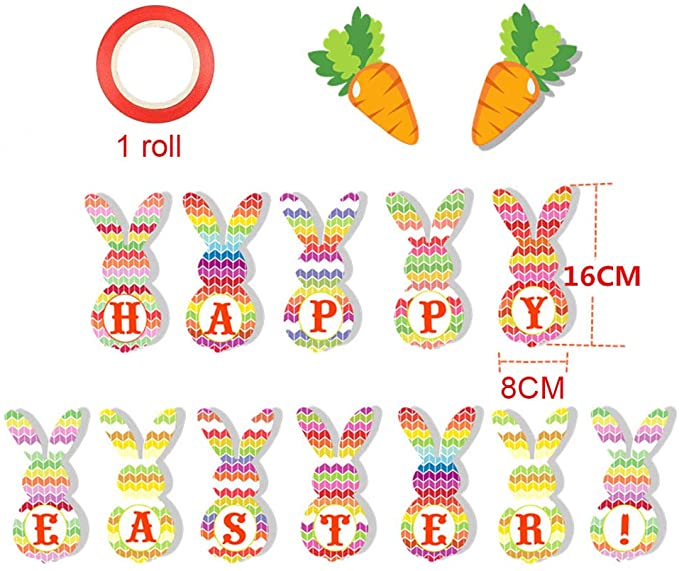 Ghirlanda litere decorative pentru Paste, ornament Happy Easter!
