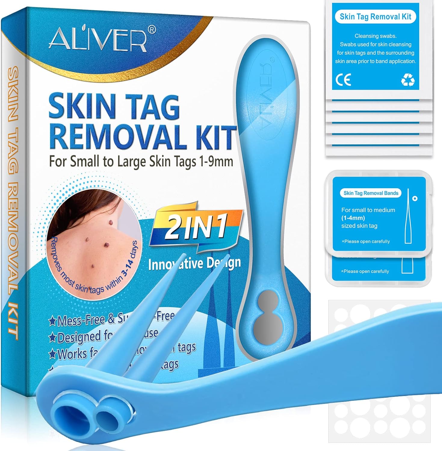 Dispozitiv pentru îndepartarea etichetelor de piele, de 1-9 mm, Aliver Skin Tag Revomval Kit