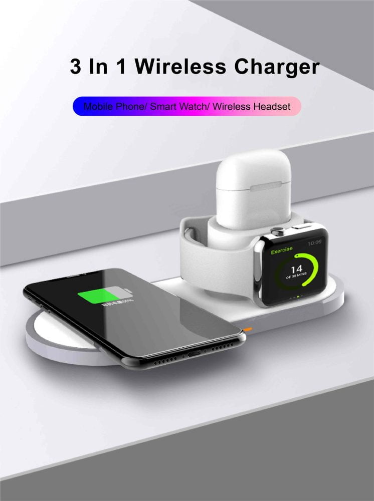 Incarcator fara fir, 3 in1, 2W 3W 10W, pentru smartphone, casti sau smartwatch, 1 buc, model W33